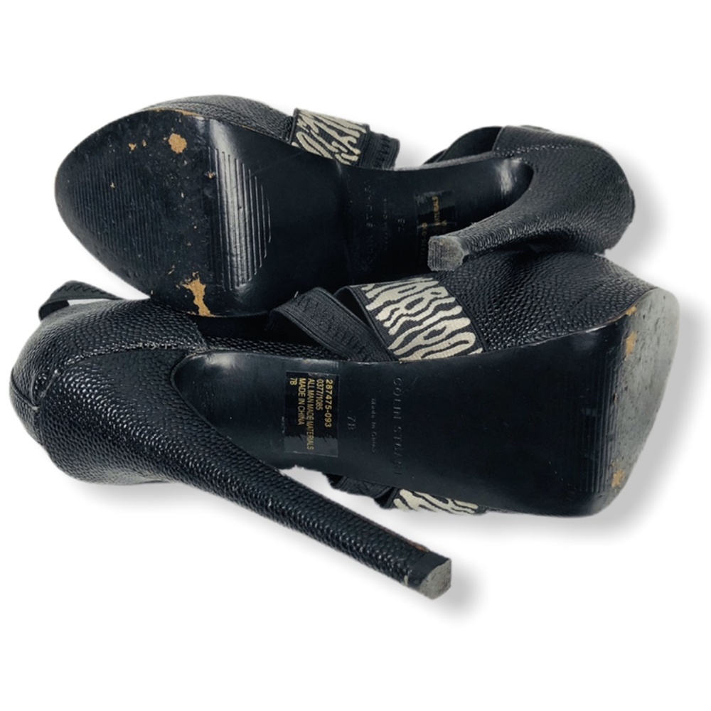 Black Colin Stuart Open Toe Strappy Platforms 7b - image 7